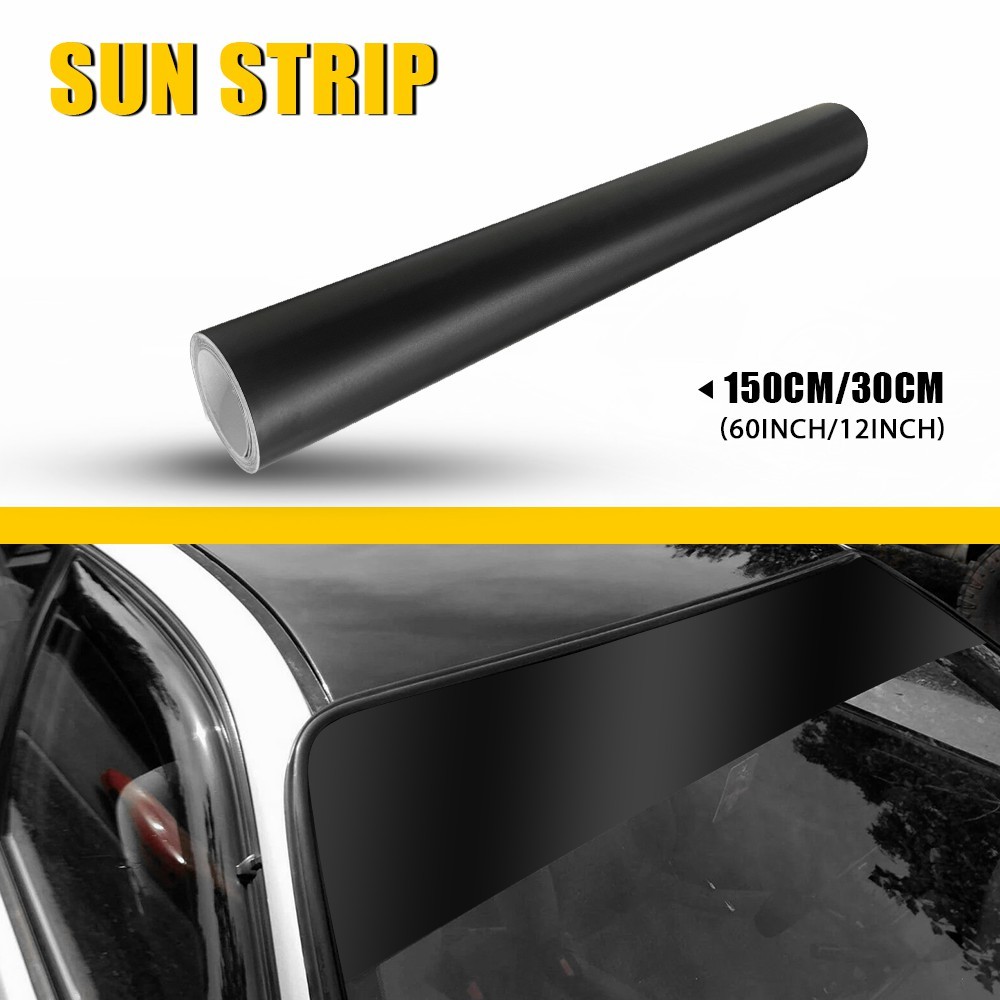 Universal Windshield Banner Matte Black Vinyl Decal Sun Strip 60″x12″ EXC