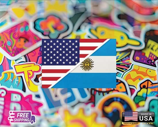 USA ARGENTINA USA FLAG CAR STICKER DECAL CUSTOM LAMINATED VINYL LAPTOP FREE GIFT