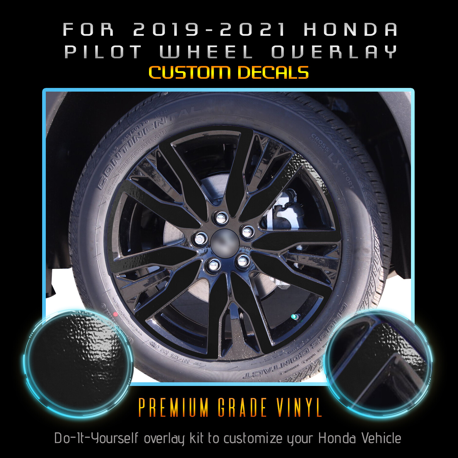 For 2019-2021 Honda Pilot Wheel Overlay Graphic Decal – Glossy Vinyl