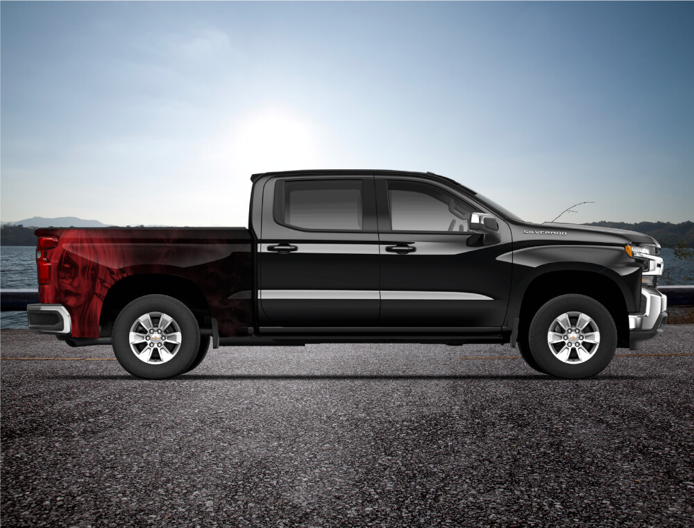 Mist Sexy Woman Red Truck Wrap Vinyl Bed Side Graphic Decal Tailgate DS PS US