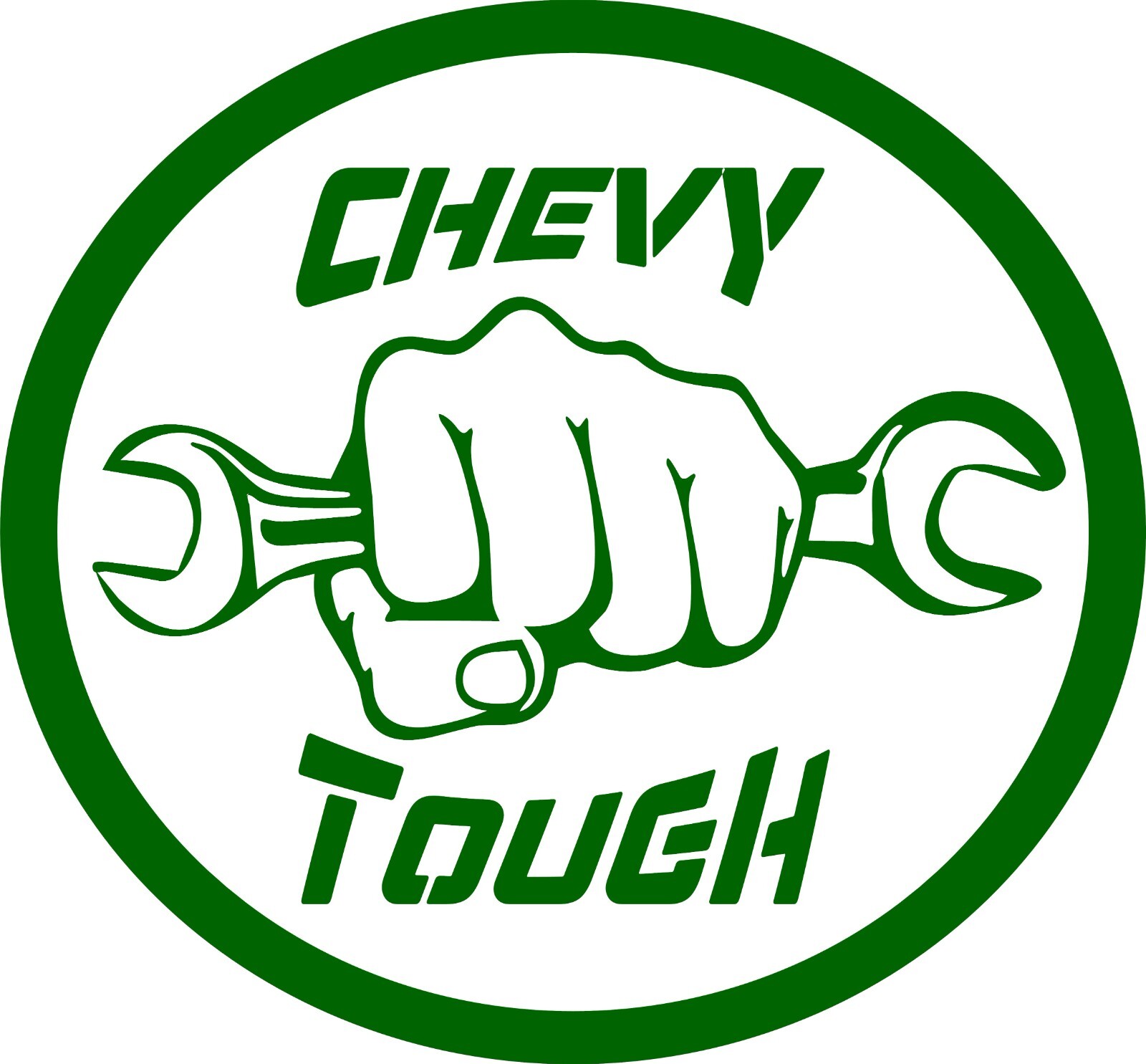 CHEVY TOUGH DECAL- 5″w x 3.6″h In your choice of color