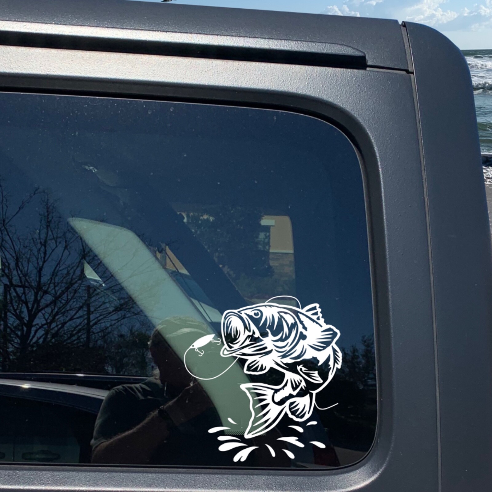 Largemouth Bass Car Window Decal. Gift for bass fishermen. Jumping Bass Decal.