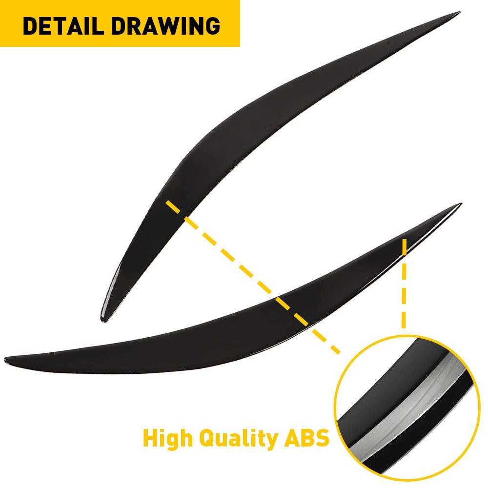 2-20 Headlight Eyelid Eyebrows Eye Lid Brow Gloss Black For Infiniti Q50 2014-23