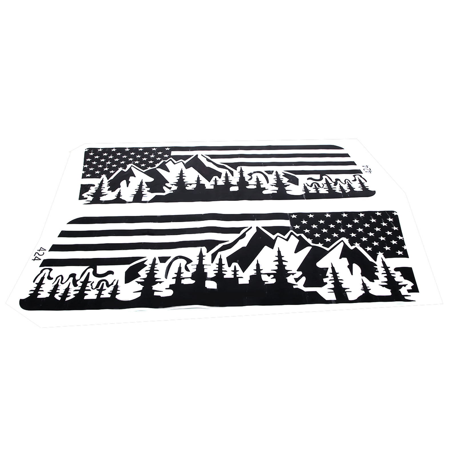2pcs Rear Side Window American Flag & Landscape Decal Fits 2003-2009 Hummer H2