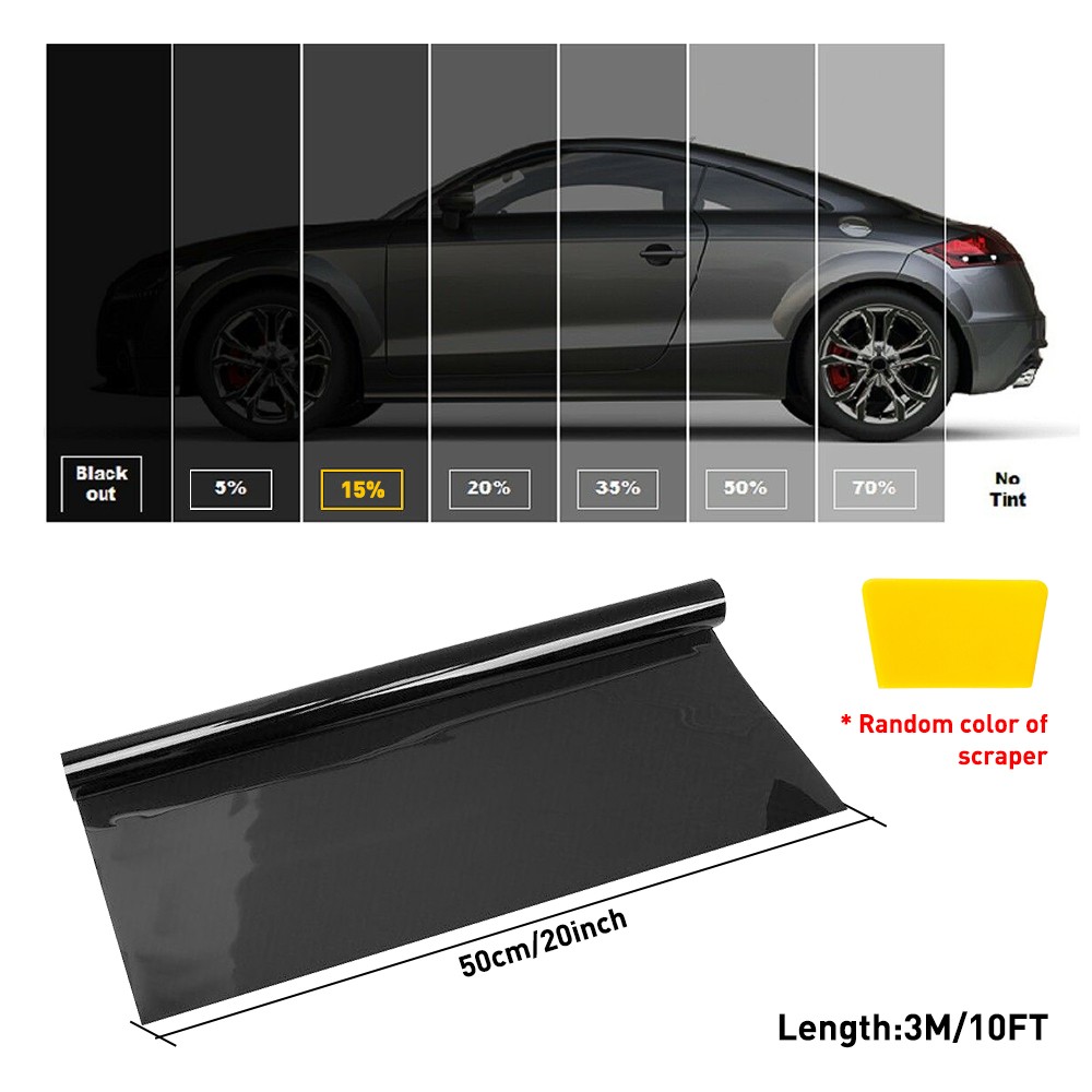 20″x10ft Window Tint Roll for Home Office Truck Auto 15% Super Dark Black 1-10X
