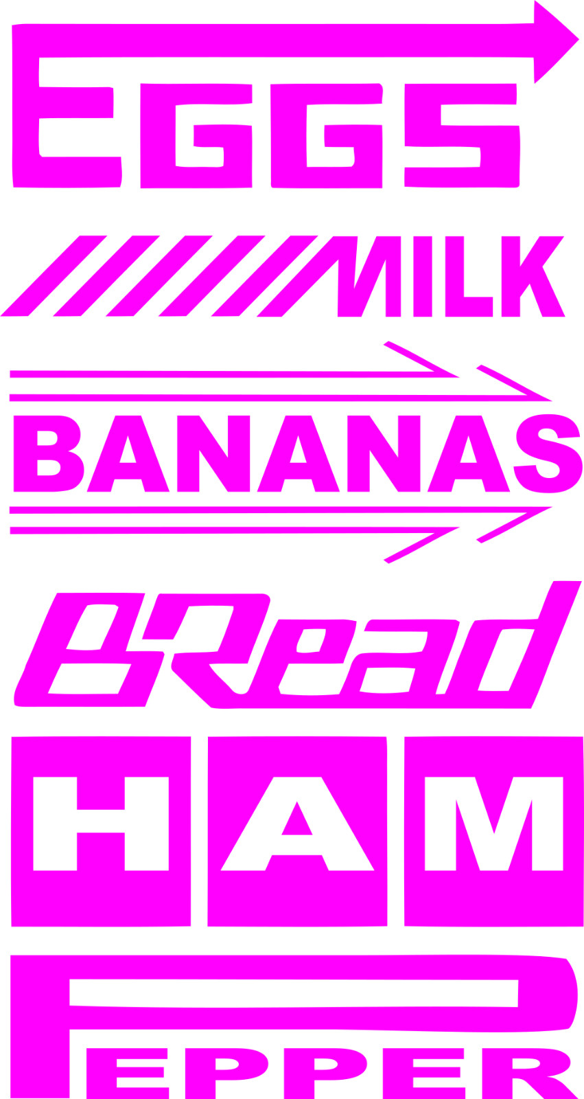 Grocery Getter list funny sticker eggs milk bananas bread ham pepper jdm