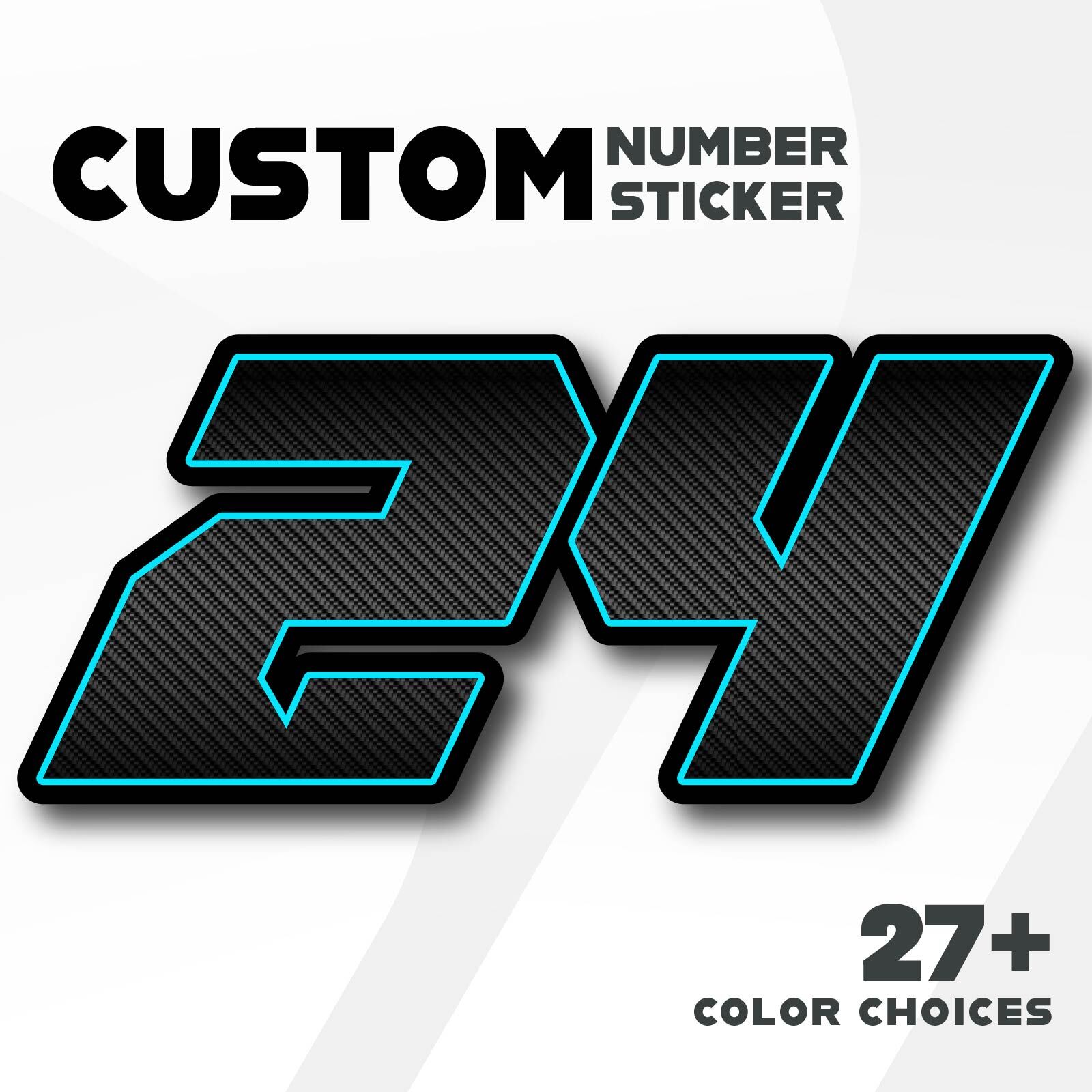 2 pcs Custom Carbon Style Magnetic Racing Numbers / Sticker Decal – Tight Fit