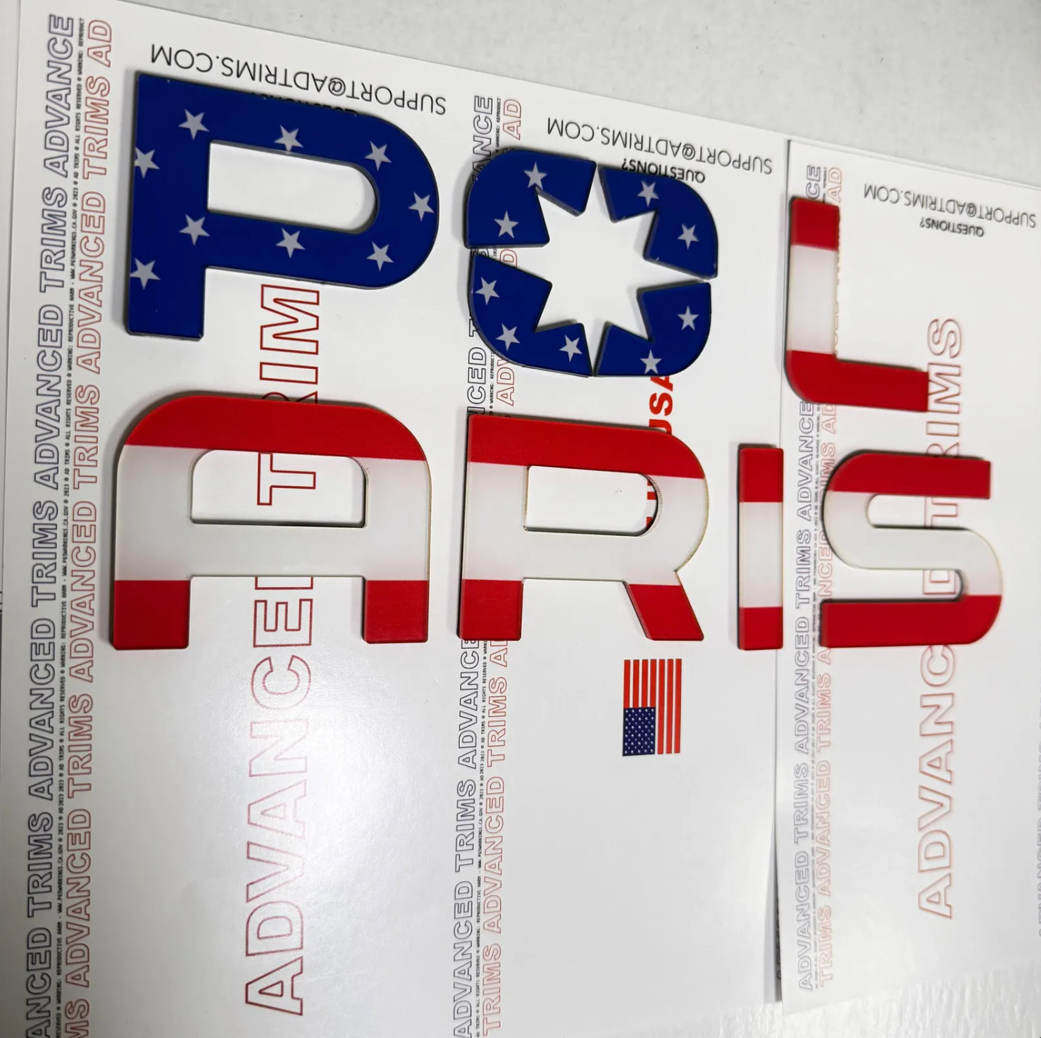 1.93″ 2025 Polaris Ranger PLASTIC LETTERS SNOWMOBILE NOT VINYL PATRIOTIC US FLAG
