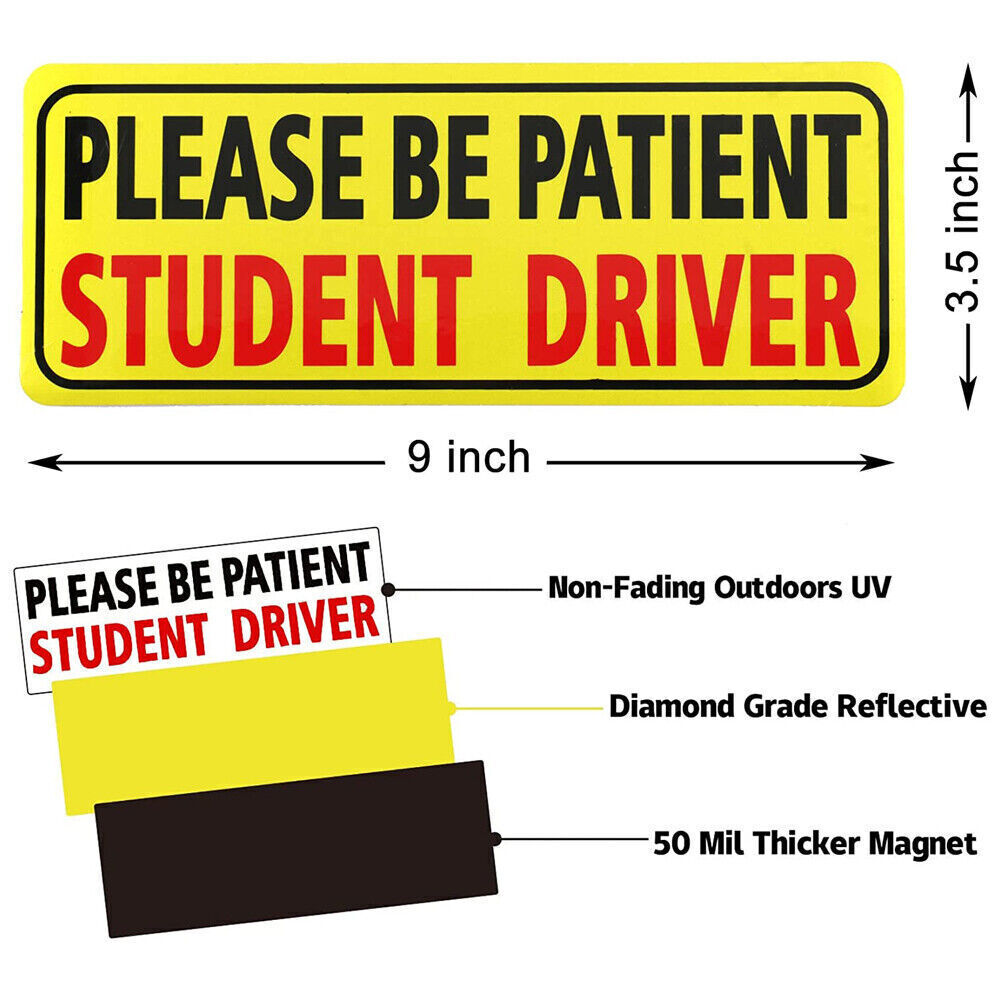 3 Pcs Student Driver Magnet Car Signs Please Be Patient Car Bumper Sticker Decal