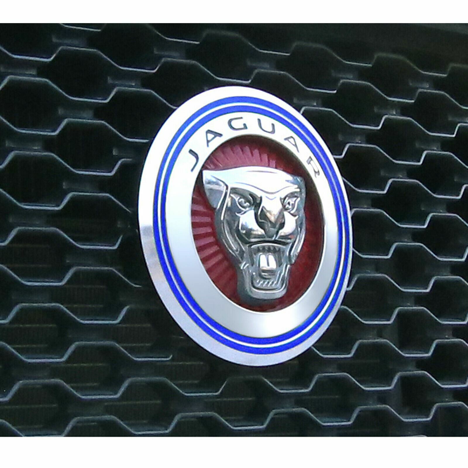 Blue Logo Decor Ring Trim For Jaguar F-Pace XE XF XJ Front Grille Feline Emblem