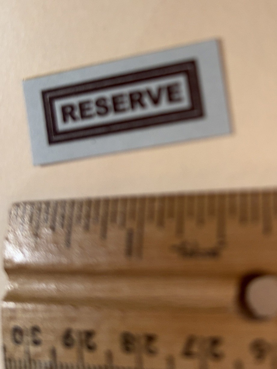 RESERVE Black Gold 1.5” Varnish Transfer Decal Sticker 009195