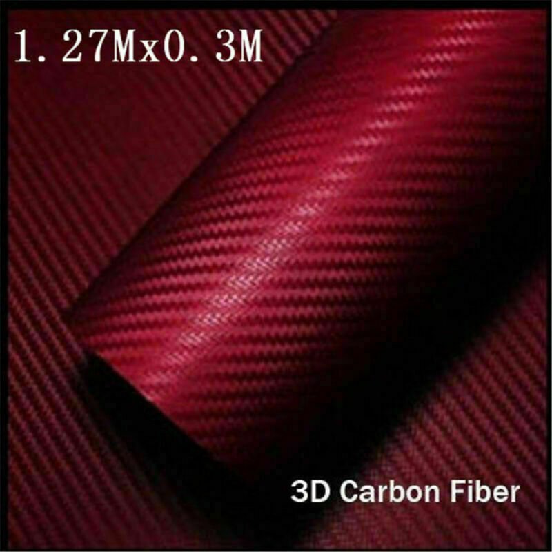 Luxury 3D Carbon Fiber Vinyl Wrap Sticker 1.27*0.3M Premium Matte Wine Red