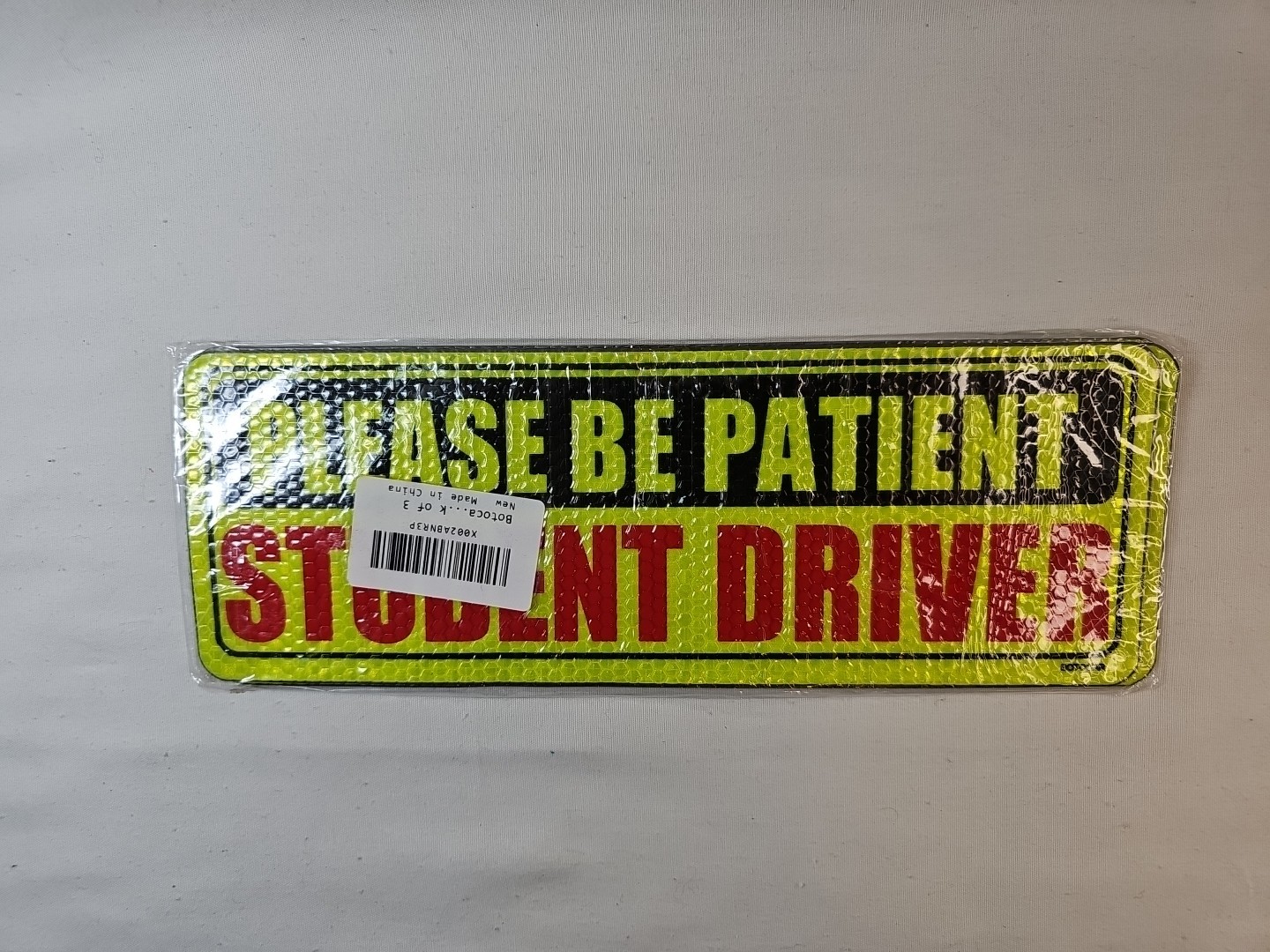 “PLEASE BE PATIENT Student Driver” Car Magnet 3 pack 10″x4″ NEW Reflective NEON