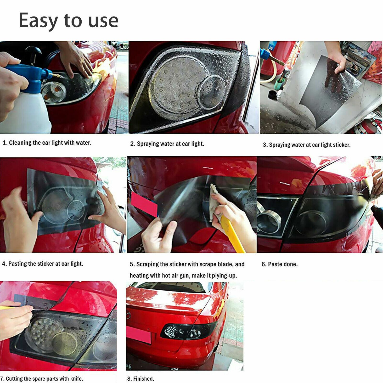 For Headlight Taillamp Clear Transparent Lens Vinyl Protection Film 12″