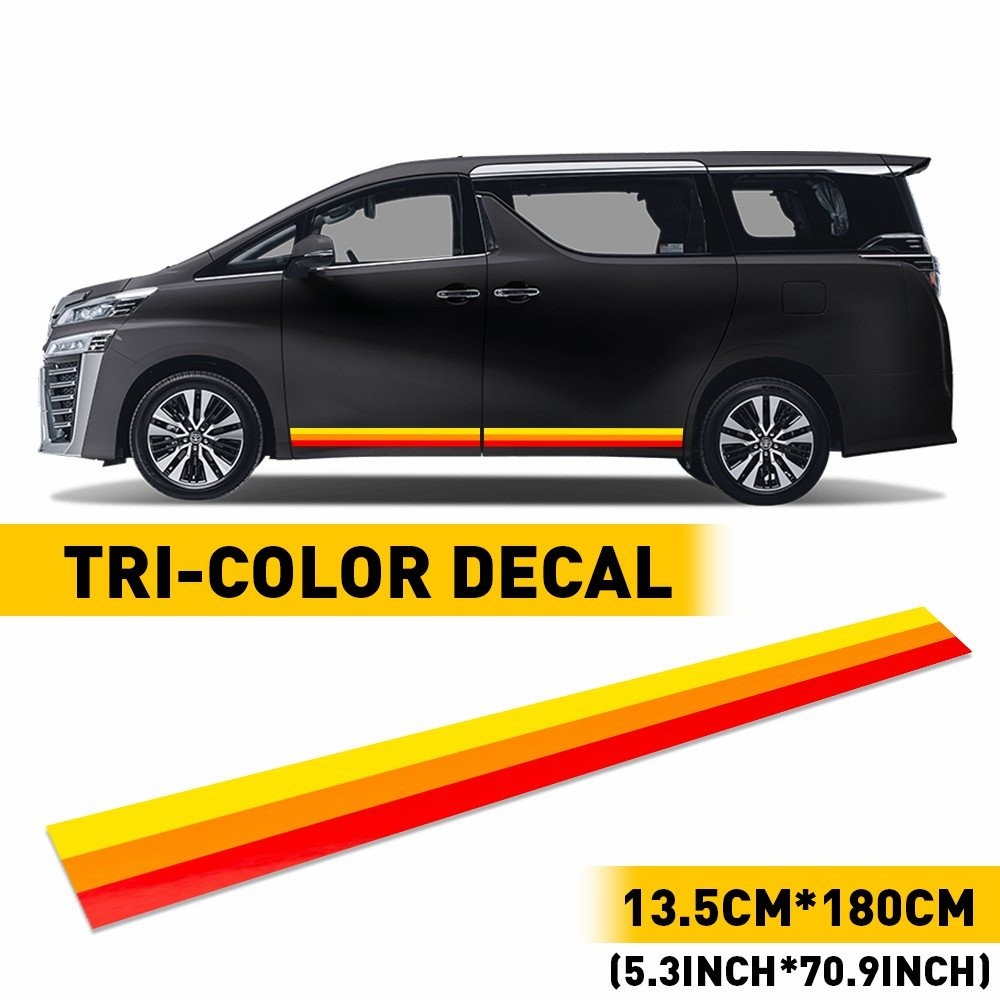 Tri-color Racing Hood Door Fender Skirt Side Stripes Decal Sticker for Sport EXD