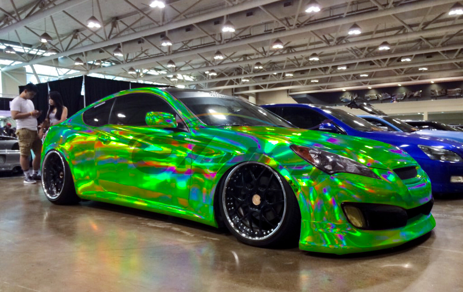 Holographic Green Rainbow Neo Chrome Car Vinyl Wrap Air Bubble Free Sticker DIY