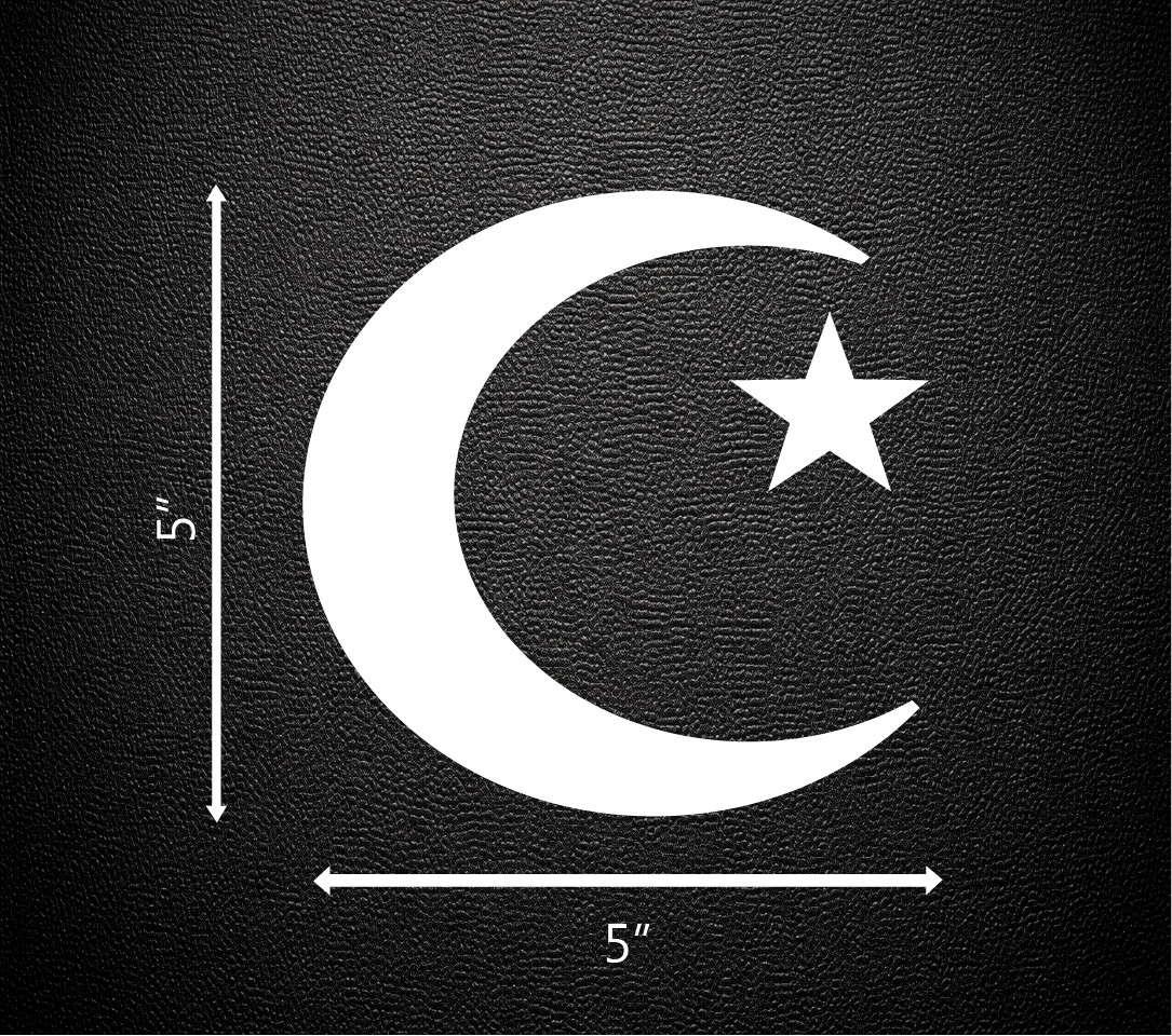 Islam Muslim Crescent Logo Moon Star Decal Sticker Choose Color and Size P1045