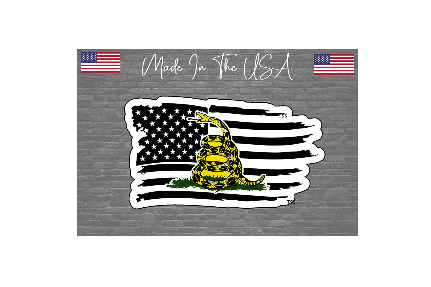 Don’t tread Snake Sticker Decal – 2nd Amendment Sticker USA Tattered Flag 5″