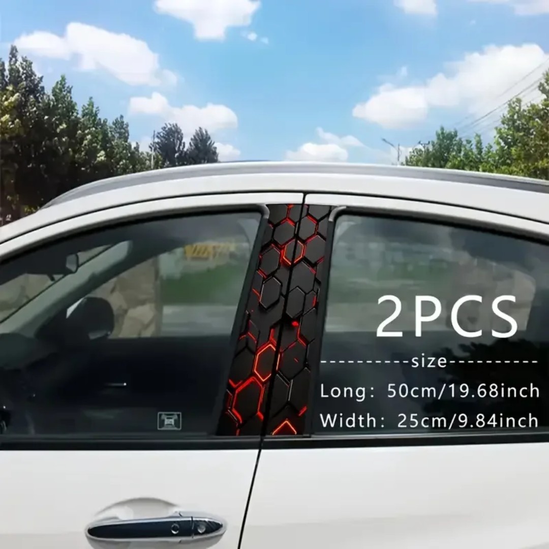 2pcs Durable PVC Car Stickers Plaid Pattern Waterproof Scratch-Resistant Decals