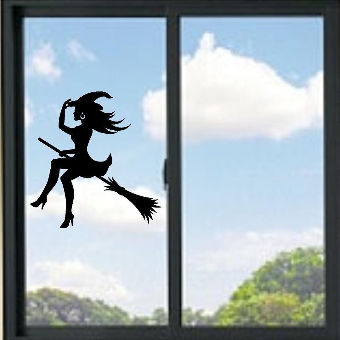 Sexy Witch Flying On Broom Vinyl Decal