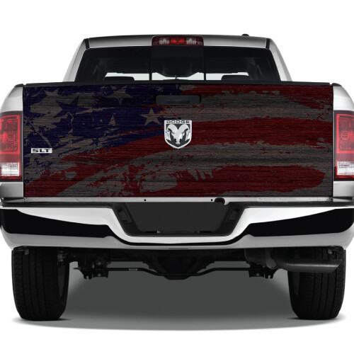 American Flag Grunge Wood Wrap Graphic Rear Tailgate Vinyl Decal Pickup Truck