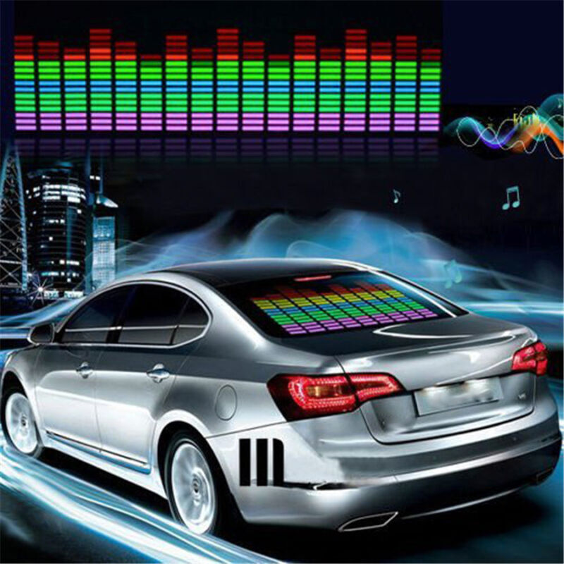 12V Car Music Rhythm Sticker LED Flash Light Sound Activated Equalizer Universal