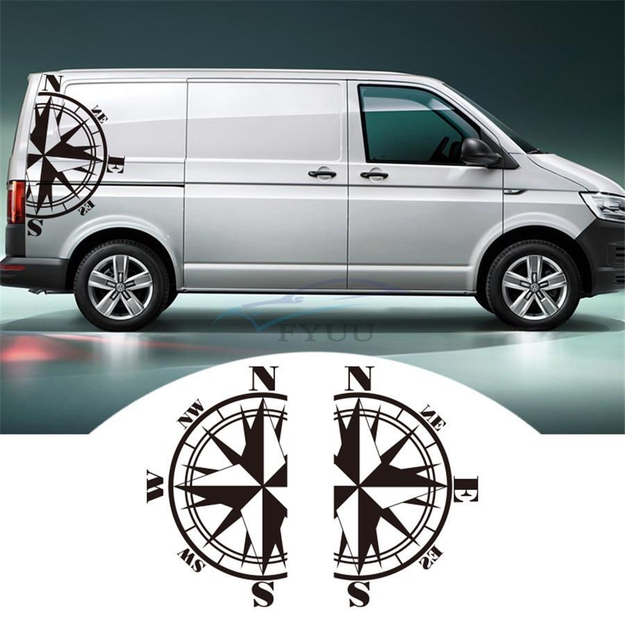 Universal Car Van Trailer Body Vinyl Sticker Compass Totem Decal Black 73x125cm