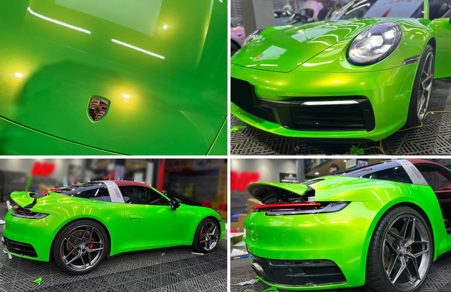 Apple Green Gloss Metallic Glitter Vinyl Film Wrap Sticker Decal Air Bubble Free