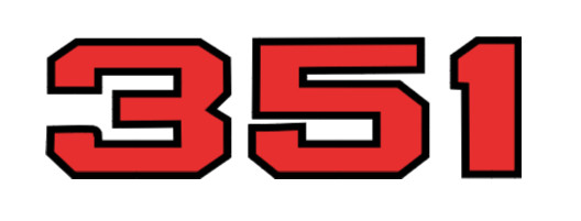 Two-Color 351 Emblem Decal Small Block Ford Windsor Cleveland V8 Sticker