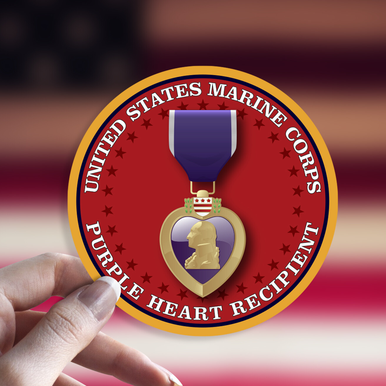 US Marine Purple Heart Recipient Decal Sticker Veteran