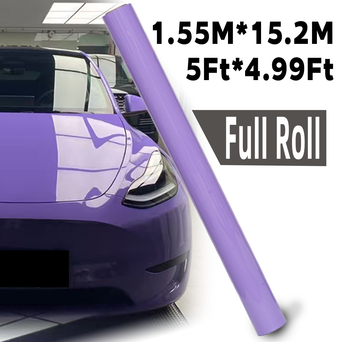 5FT x 50FT PET Crystal Lavender Purple Car Vinyl Wrap Air Release US Stock