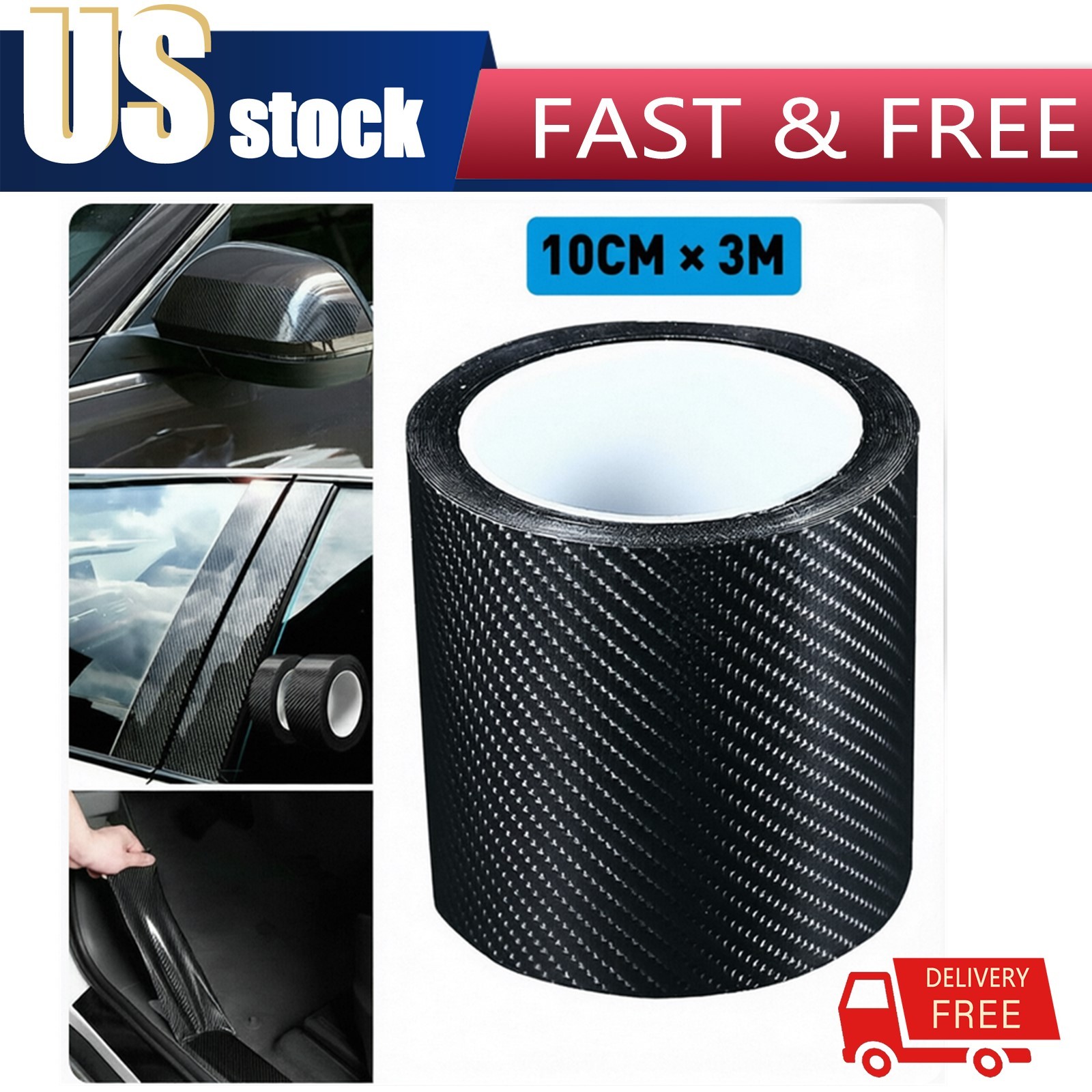 Car Carbon Fiber Vinyl Film Sticker Door Sill Scuff Anti Scratch Tape Protection