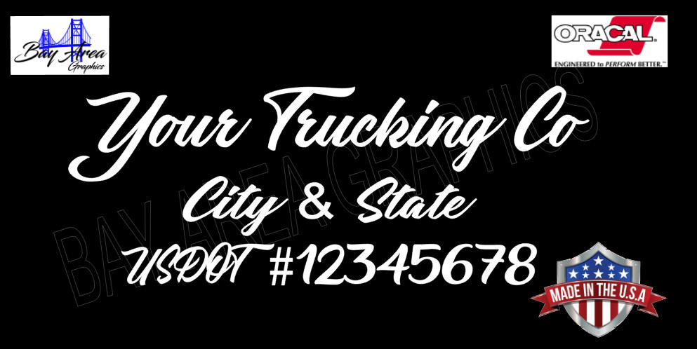 Set of 2 Truck Door Decals Custom USDOT Company Name City State