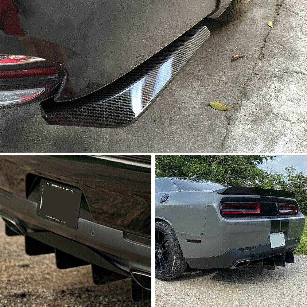 Universal Rear Bumper Diffuser 4-Fin Spoiler Lip Splitter + Rear Spats Ch M