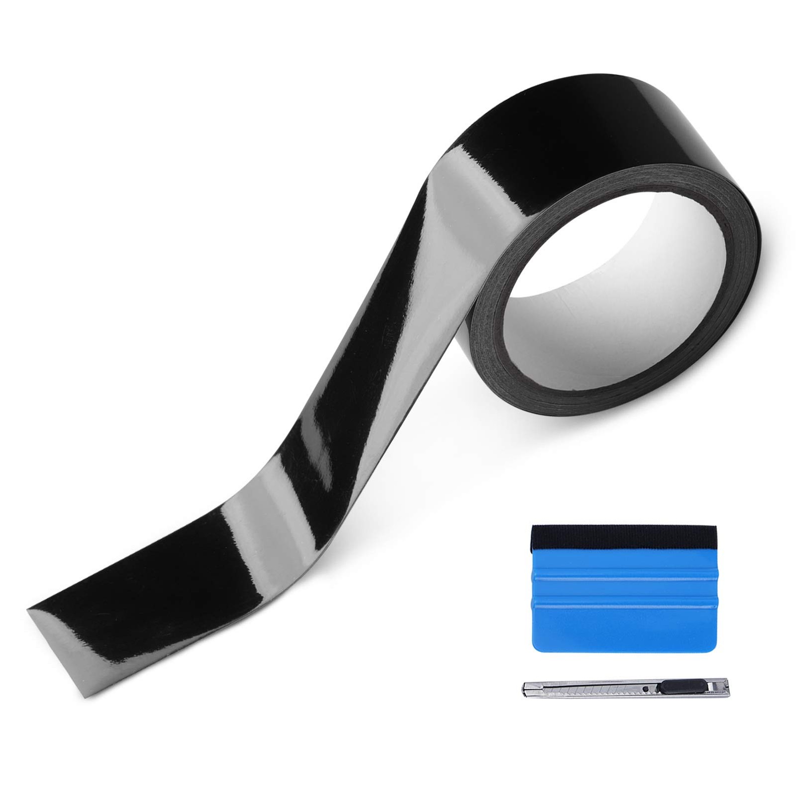 2 Inch x 30Ft Gloss Black Vinyl Wrap for Chrome Delete Window Trim