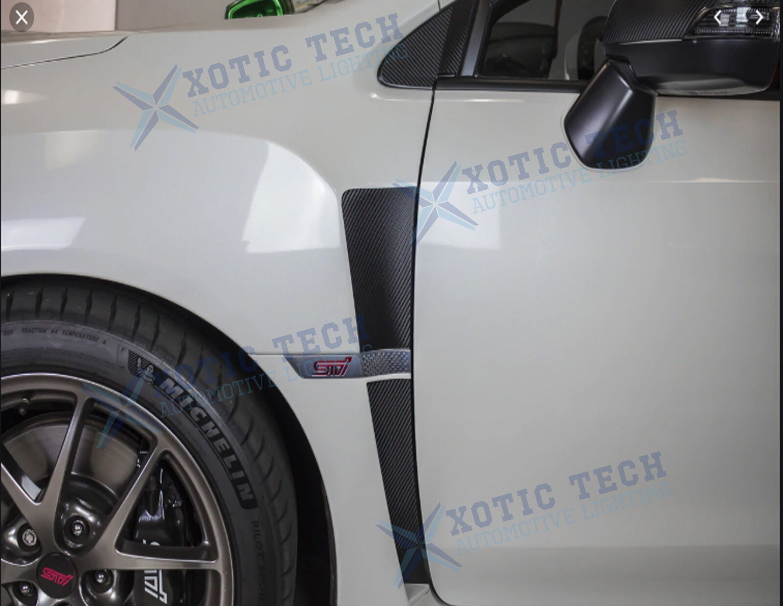 Carbon Fiber Texture Upper Lower Sider Air Flow Fender Decal For WRX STI 2015-up