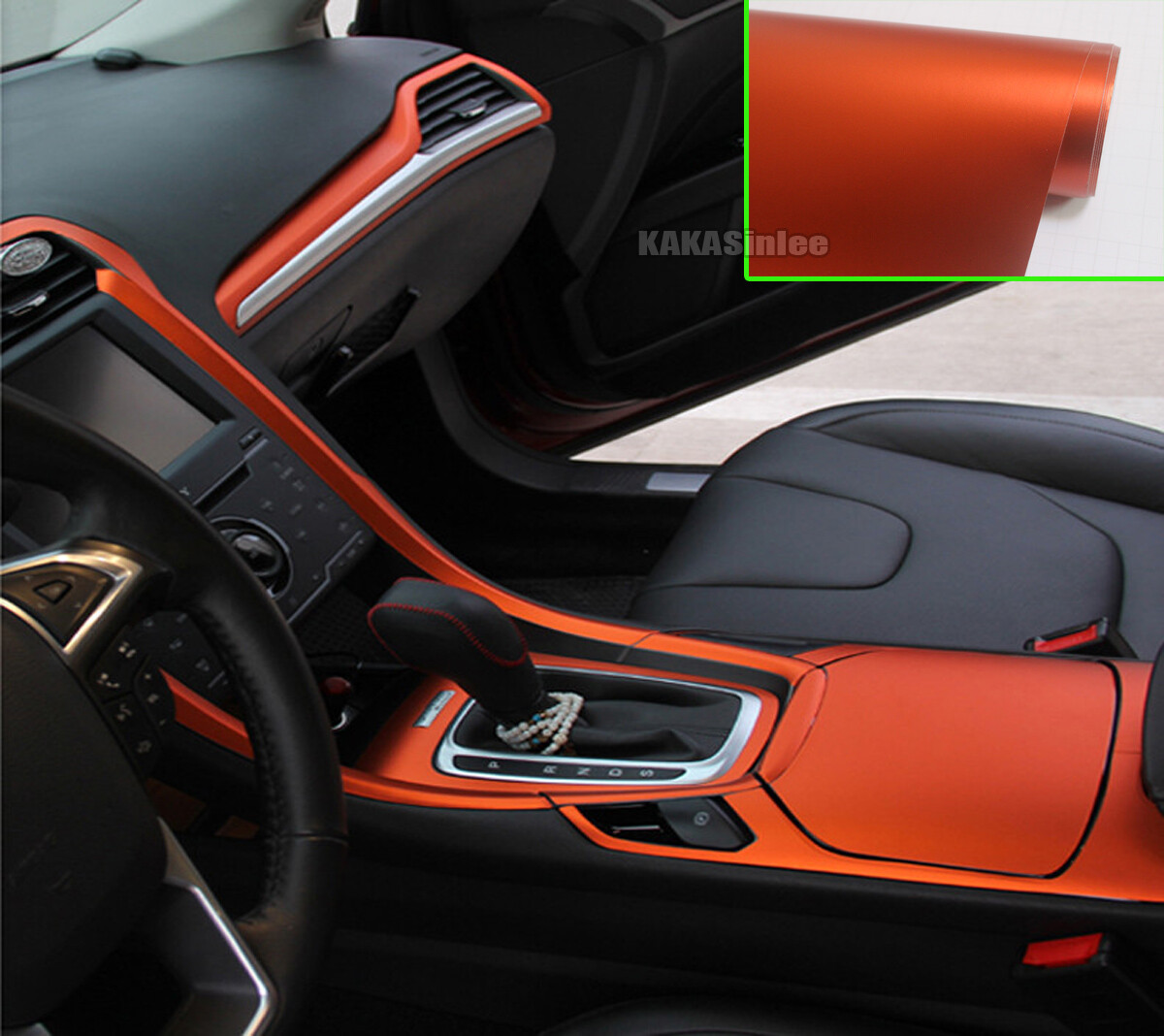 Orange Air Release – Satin Matte Chrome Whole Car Vinyl Wrap Strips Sticker HDUS