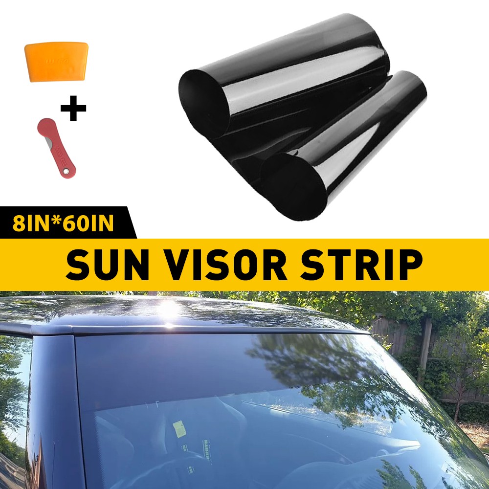 Universal Windshield Banner Matte Gloss Black/White Sun Strip 8″/10″/12″ X 60″