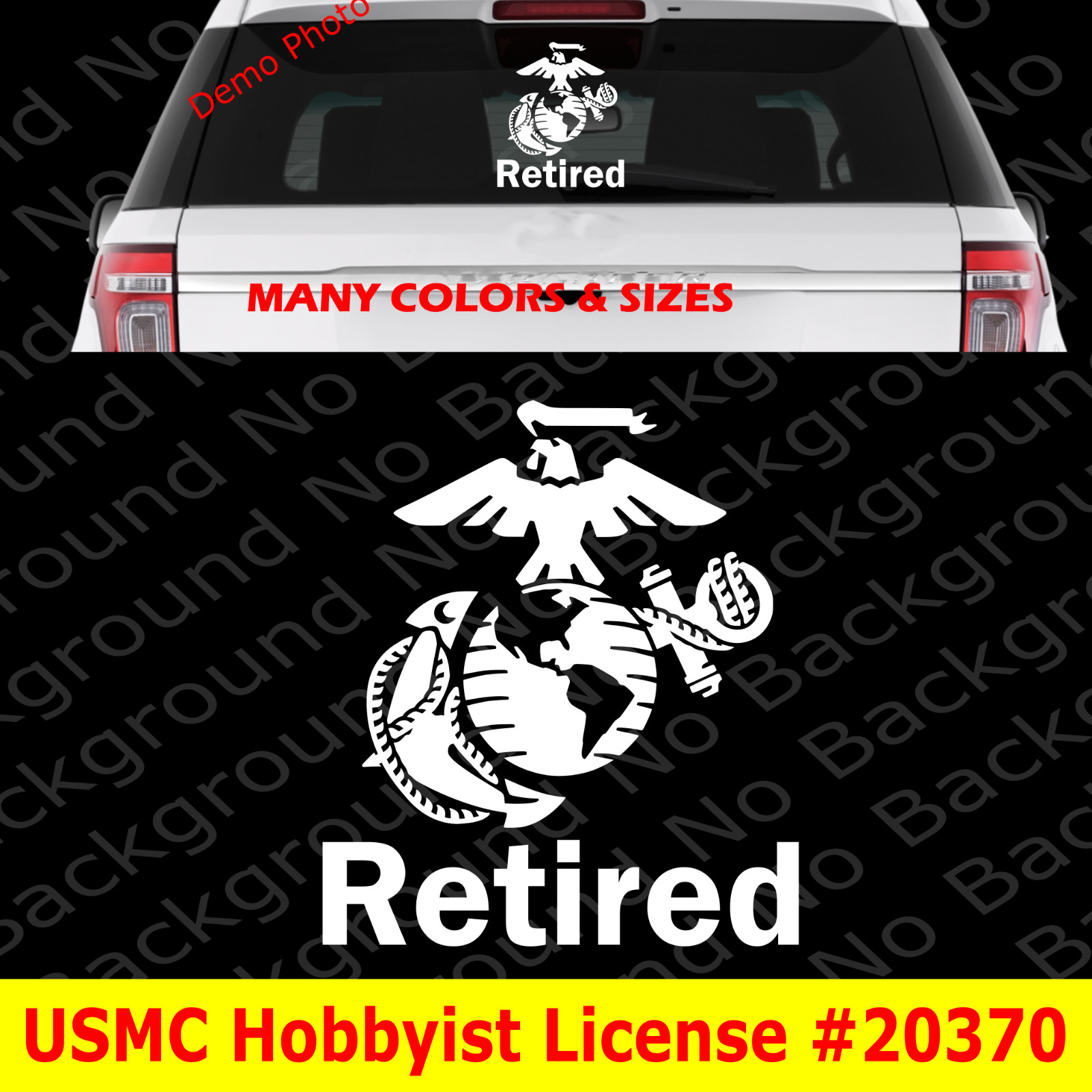 LARGE – United States Marine Corps Vinyl Car Decal Decals USMC Retired AY050R
