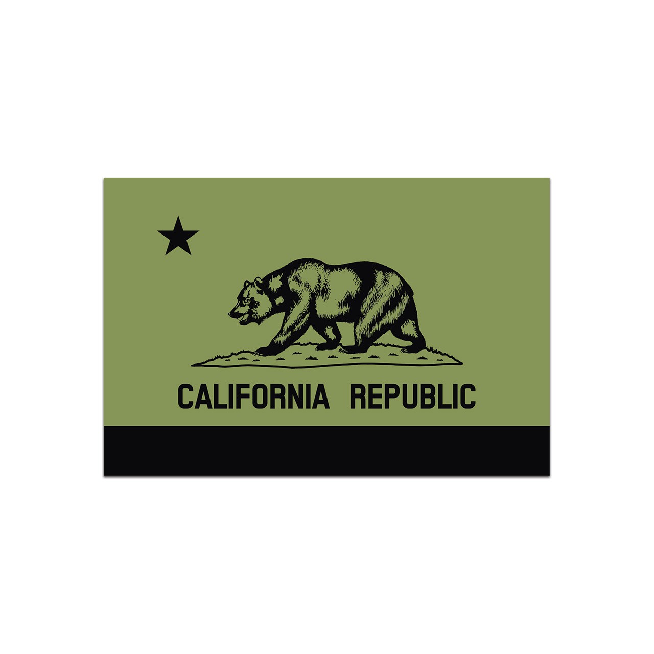 Subdued OD Green California Flag Sticker Decal