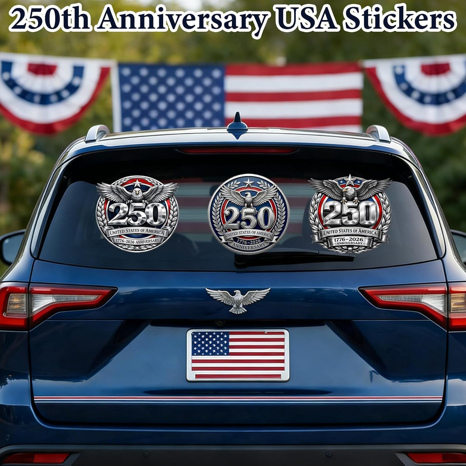 Patriotic Car Decal Vinyl Sticker 1776 2026 Independence Day Eagle American Flag