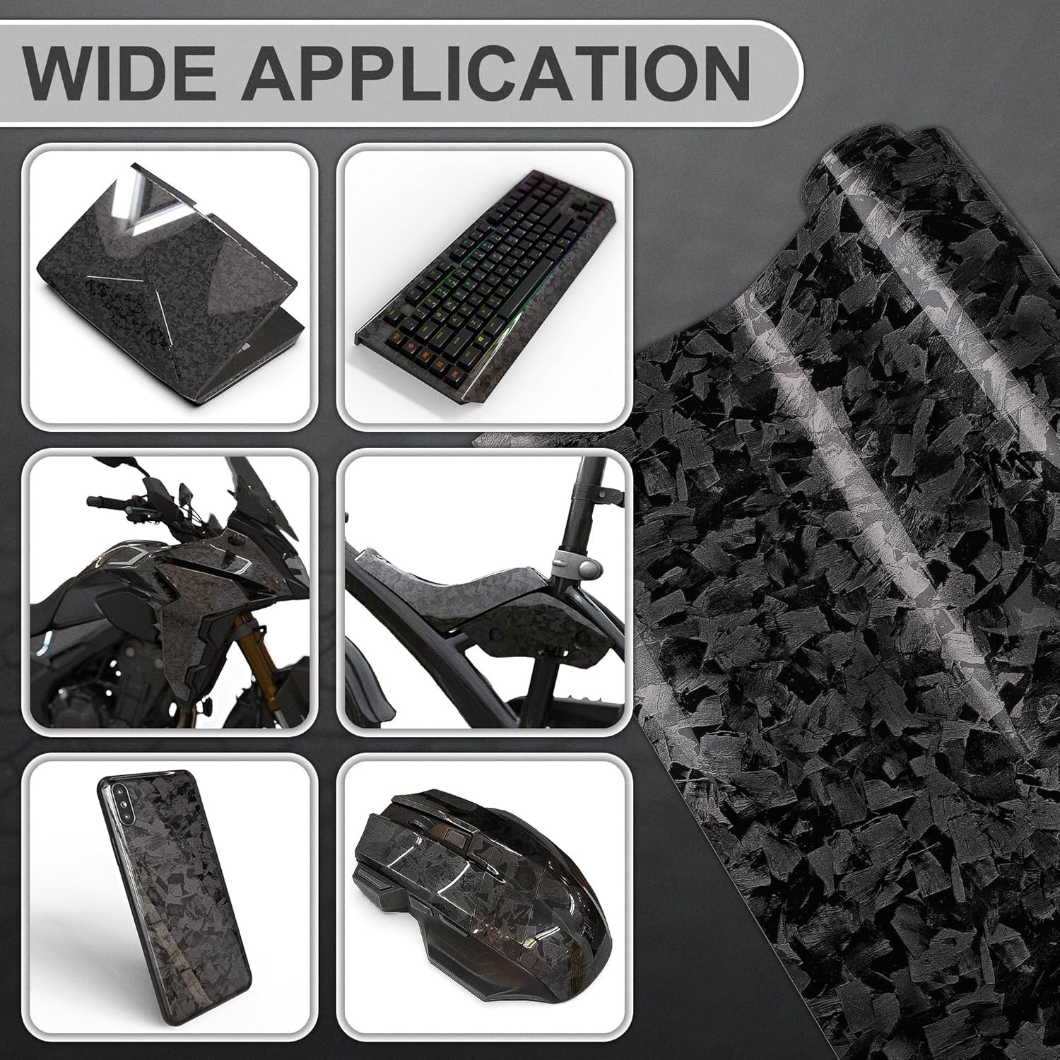 Versatile Automotive Gloss Carbon Fiber Vinyl – Easy to Install, 1ft x 5ft