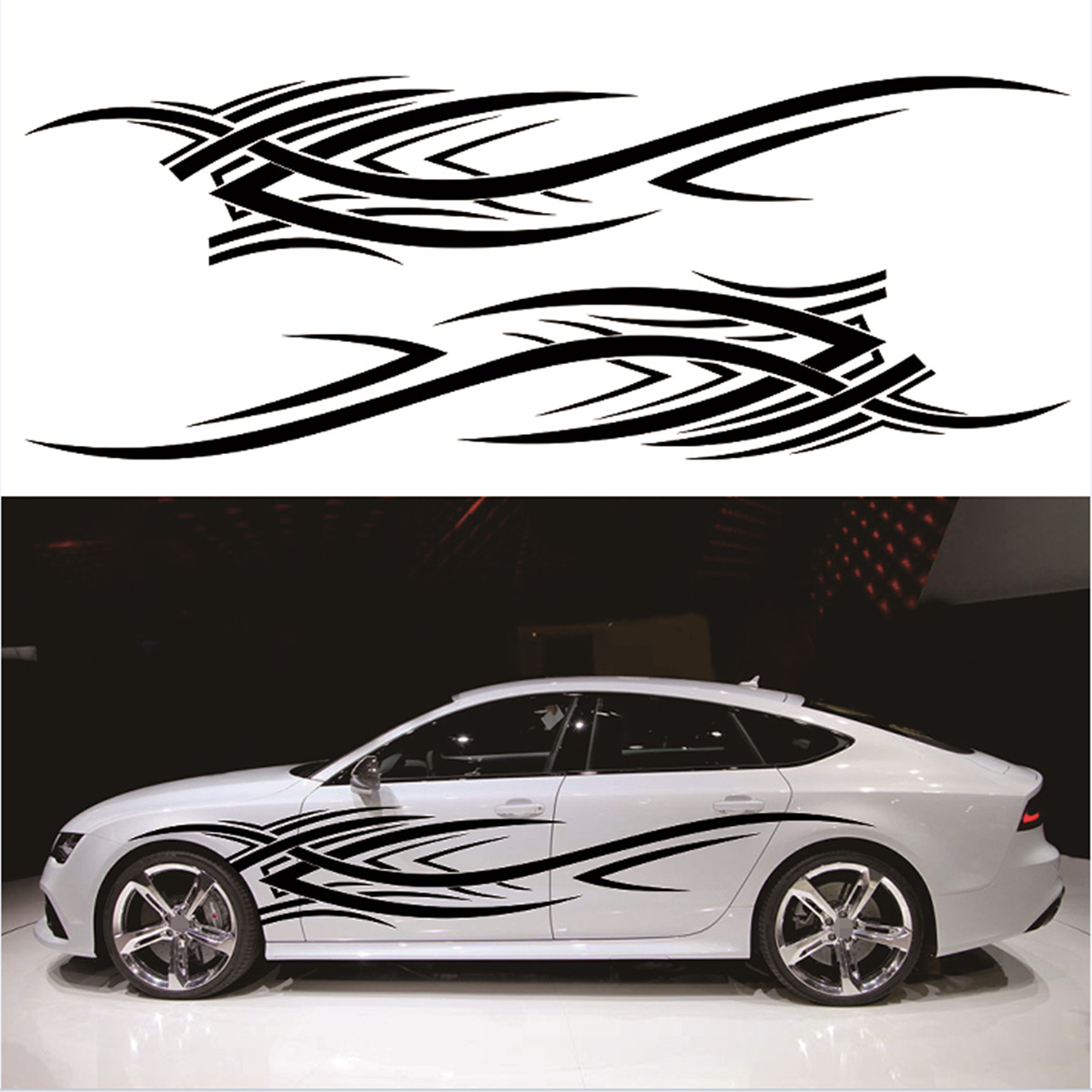 Vinyl Decal Flame Graphics Racing Stripe Stickers For Car Side Body Door Fender