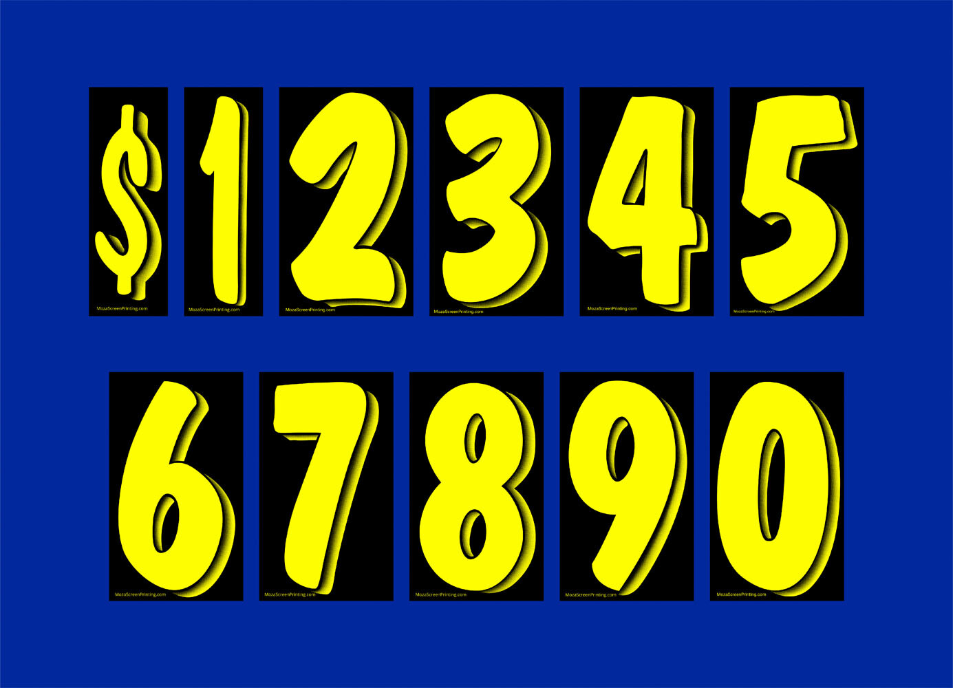 Car Dealer 7.5″S windshield pricing stickers 12 dozen numbers Yellow on Black