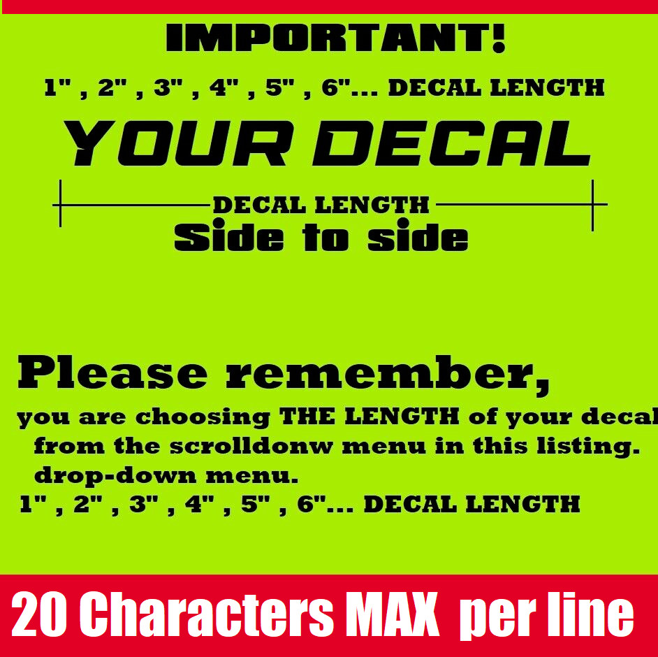 Custom Decal ANY TEXT Decal Sticker for Cars, Trucks, Bikes, SUV (8)