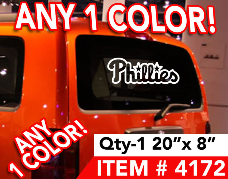 PHILLIES LRG REAR WINDOW DECAL STICKER 20×8″ Any Color
