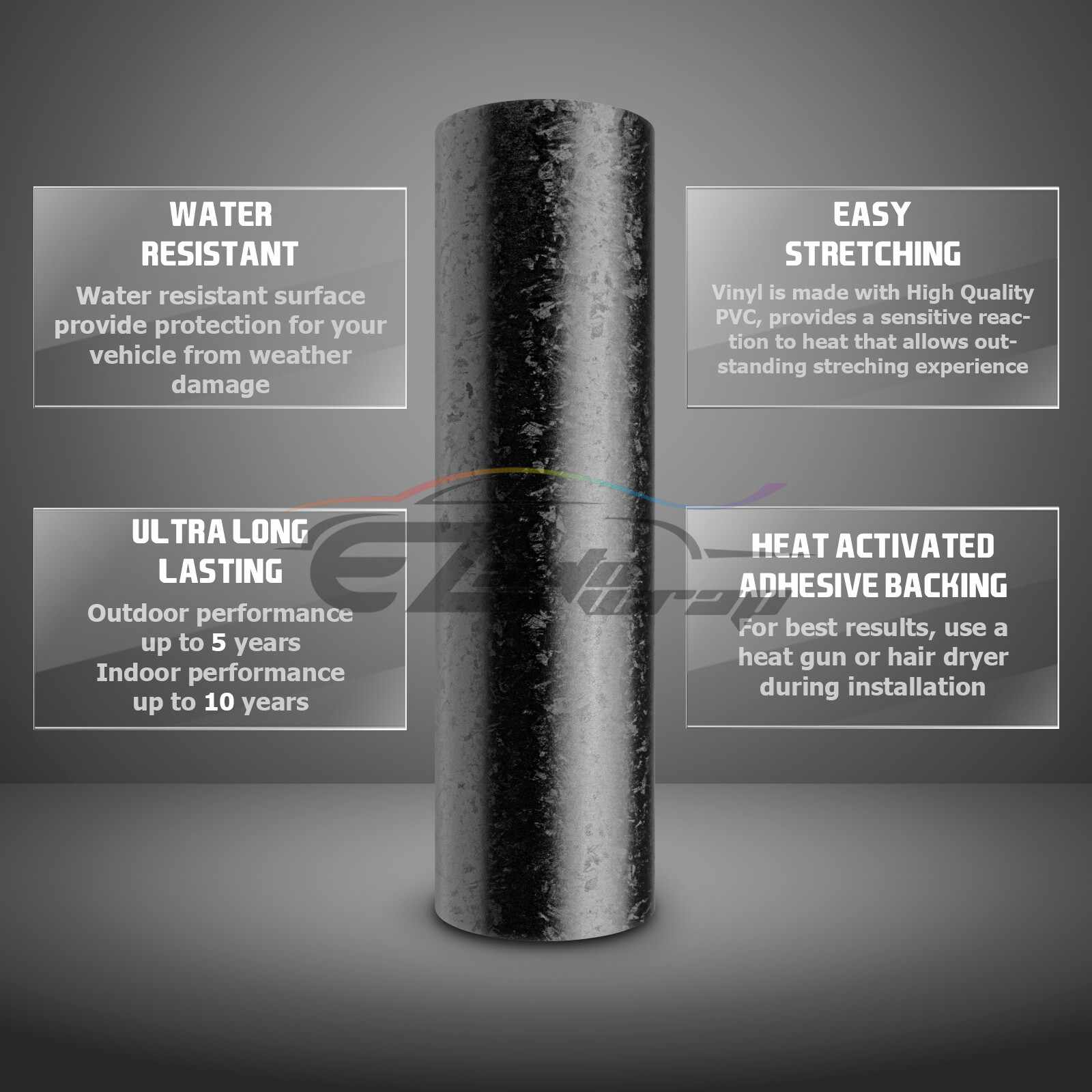 3D Forged Matte Black Textured Carbon Fiber Vinyl Wrap Bubble Free Air Release