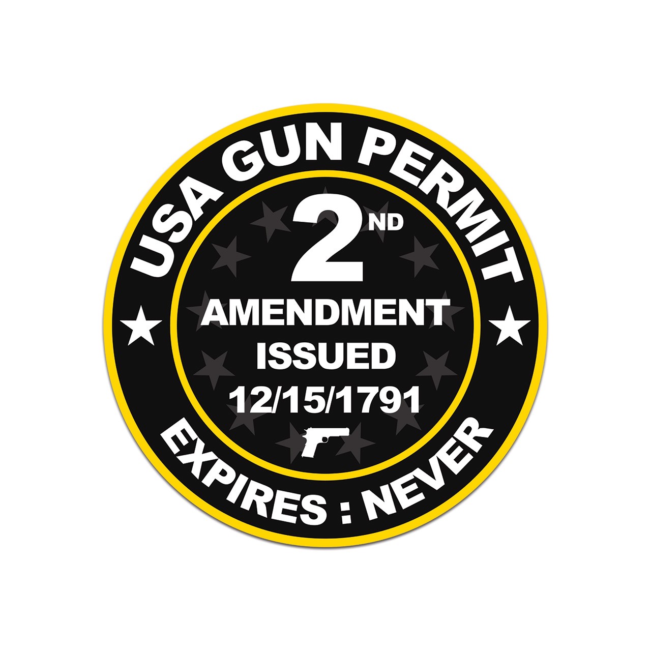 Black USA Gun Permit 2nd Amendment Sticker Decal