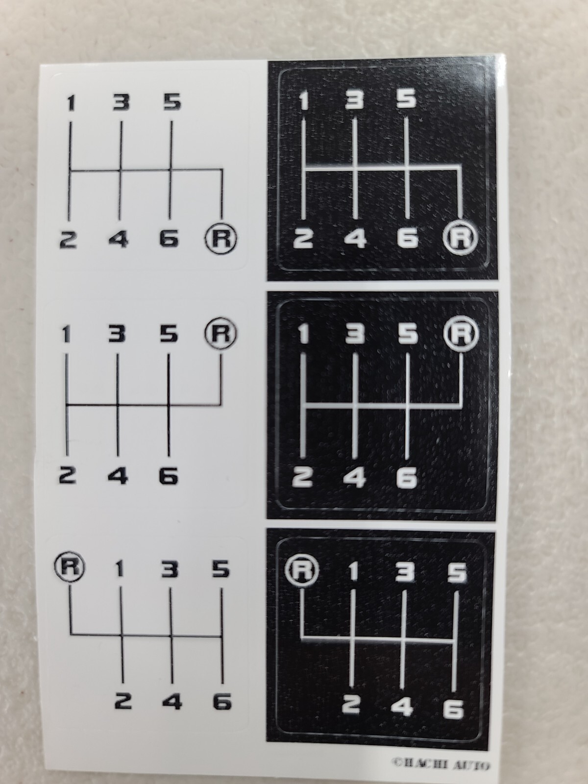 6 Speed Manual Shift Pattern Printed White Black Vinyl Auto Car Sticker Decal