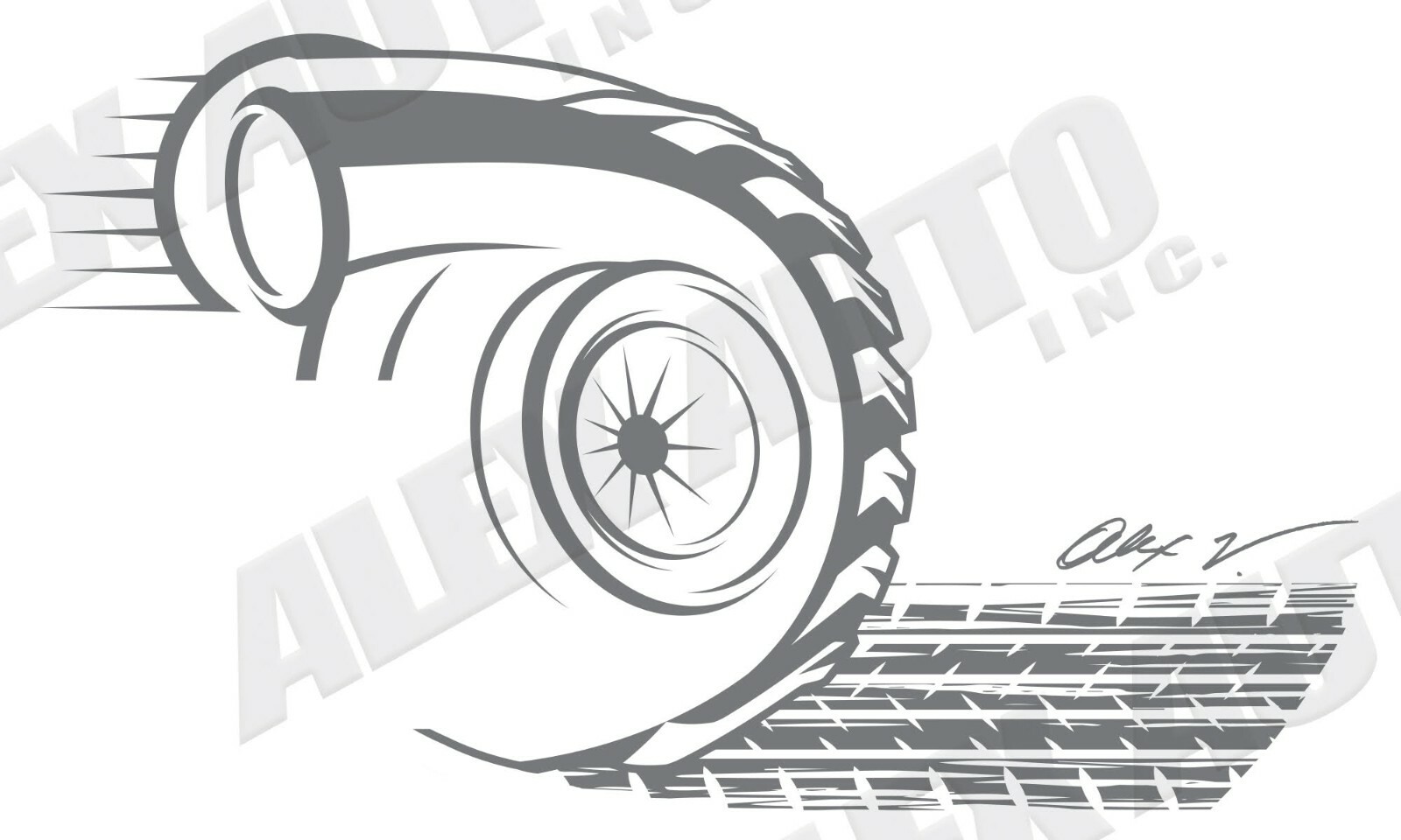 Custom grey/gray turbo burnout car auto decal 3×5 size, Made in USA.